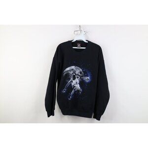Vtg Mens Medium Faded Michael Jordan Basketball Space Moon Crewneck Sweatshirt
